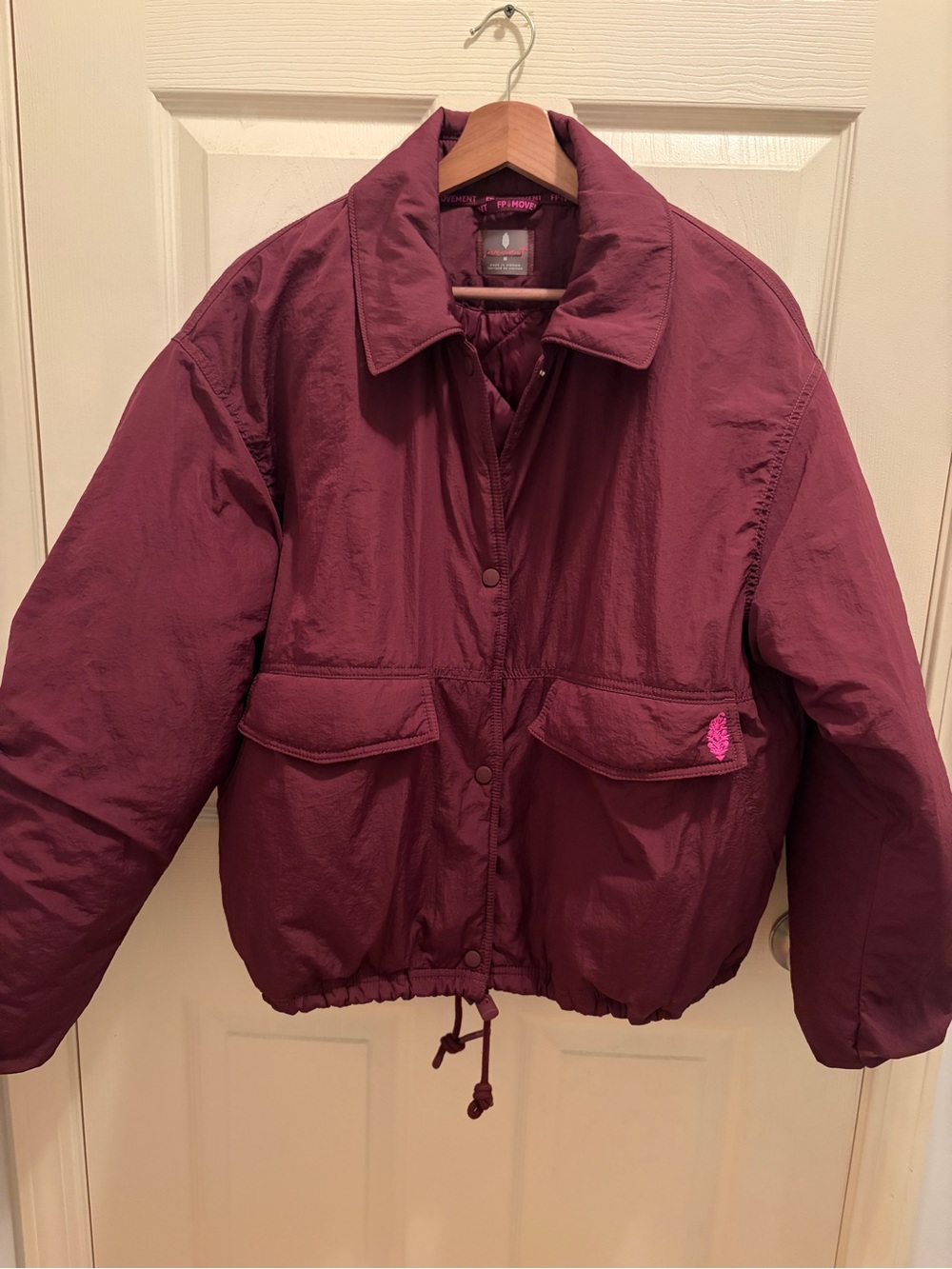 FP Movement Free People Cropped Puffer Jacket Burgundy Size M Oversized